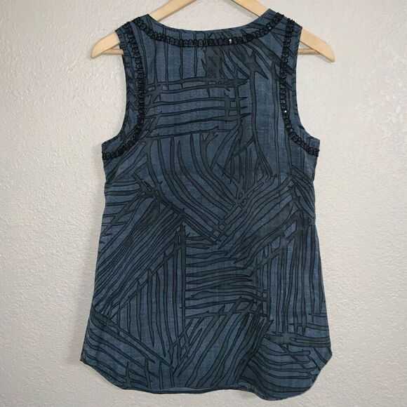 CAbi Blue Beaded Tank Top Blouse Size S - Picture 5 of 6